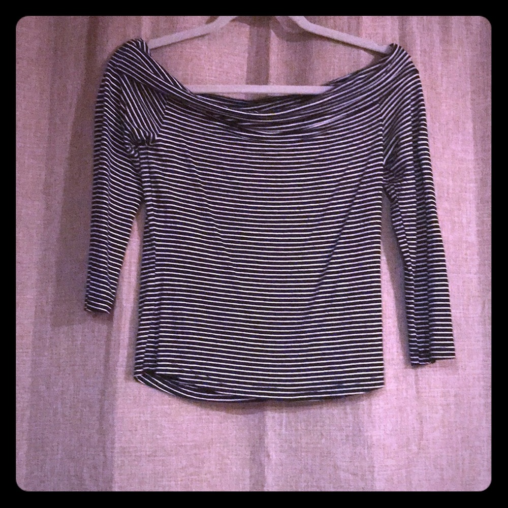3/4 Sleeve Striped Scoop Neck Shirt
